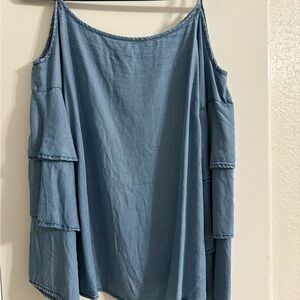 INC Blue Sleeveless Tiered Top